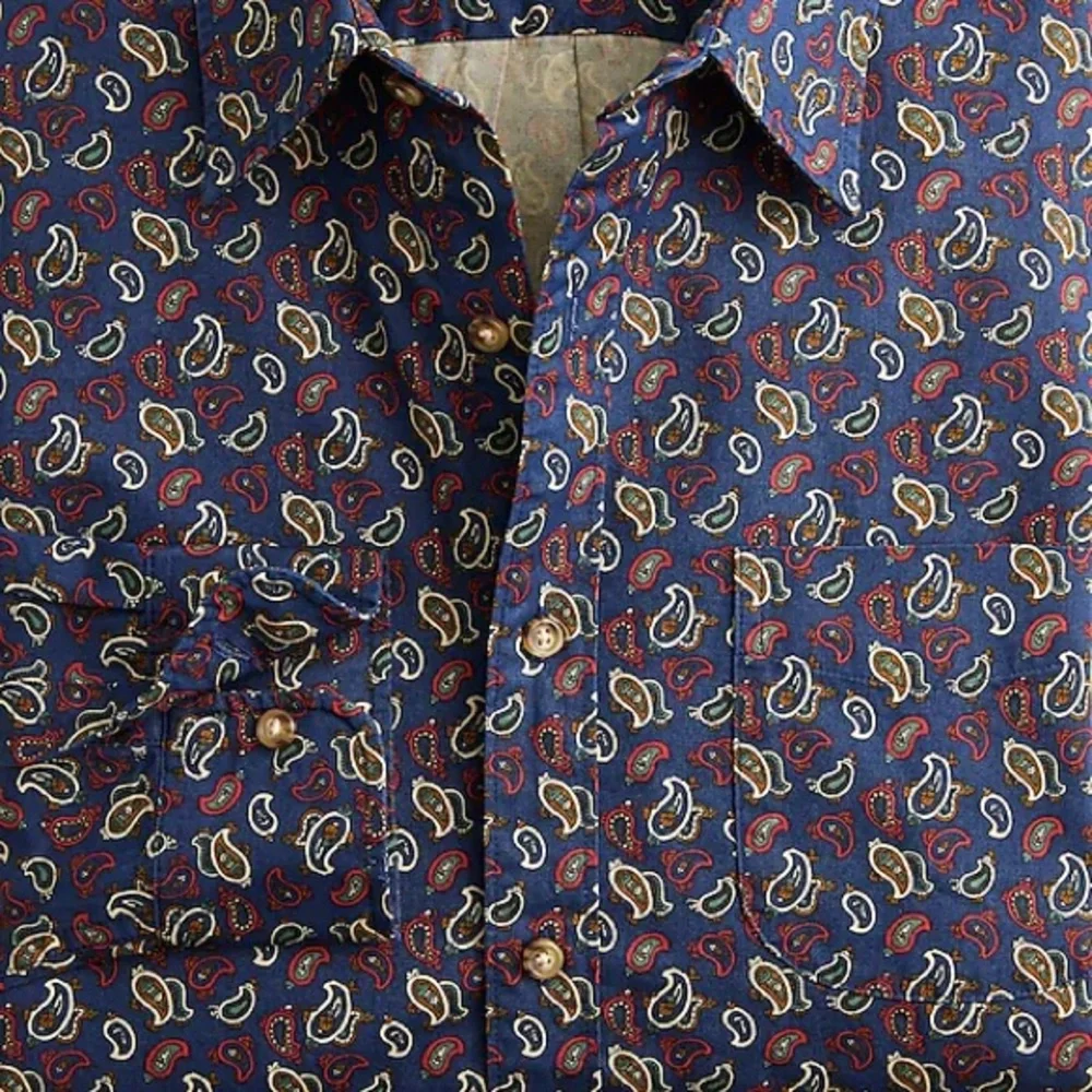 NWT J.Crew Vintage Twill Shirt Khaila Paisley Navy Print Men's Large